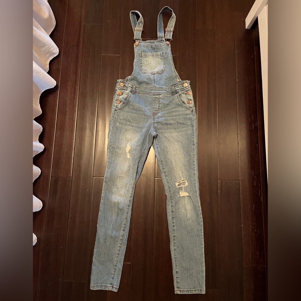 Light wash ripped overalls size large fits like a small / medium